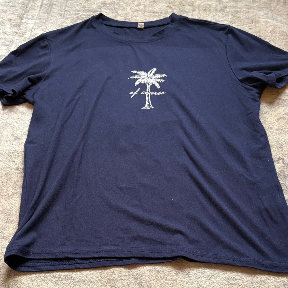SHEIN Dark Blue Palm Tree Tee